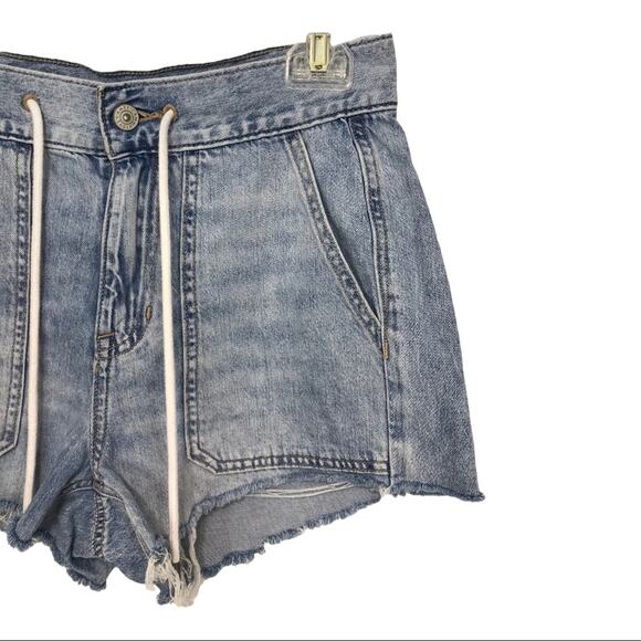AE  Drawstring Denim Shorts Frayed hem Shorts - Picture 6 of 7